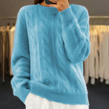 Warm knitted winter sweater in Blue