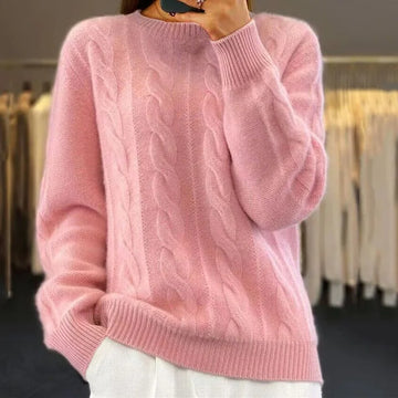 Warm knitted winter sweater in Light Pink