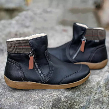 Women's check side zip waterproof ankle winter boots - Green