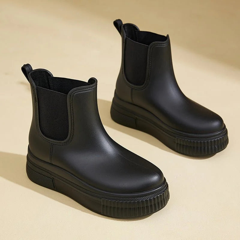 Waterproof Boots Women's Chelsea Platform Rain Ankle - Green