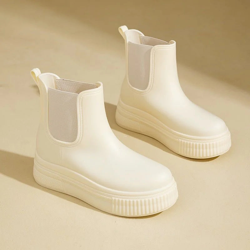 Waterproof Boots Women's Chelsea Platform Rain Ankle - Green