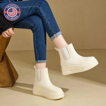 Waterproof Boots Women's Chelsea Platform Rain Ankle - Green