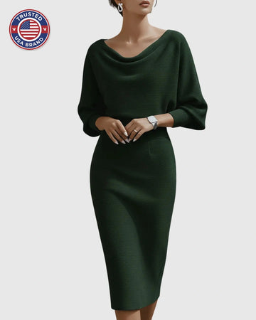 White Draped Batwing Midi Dress - Black (Almost Sold Out