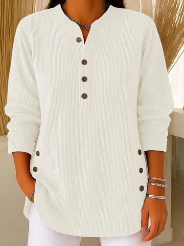 Women's Button Detail Sweater Ribbed Knit Long Sleeve - Blue