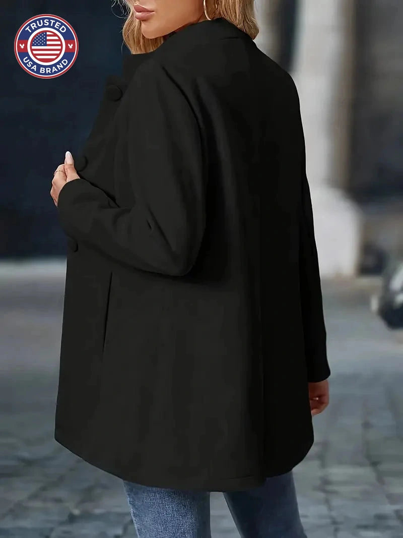 Women's collarless button-front blazer winter jacket