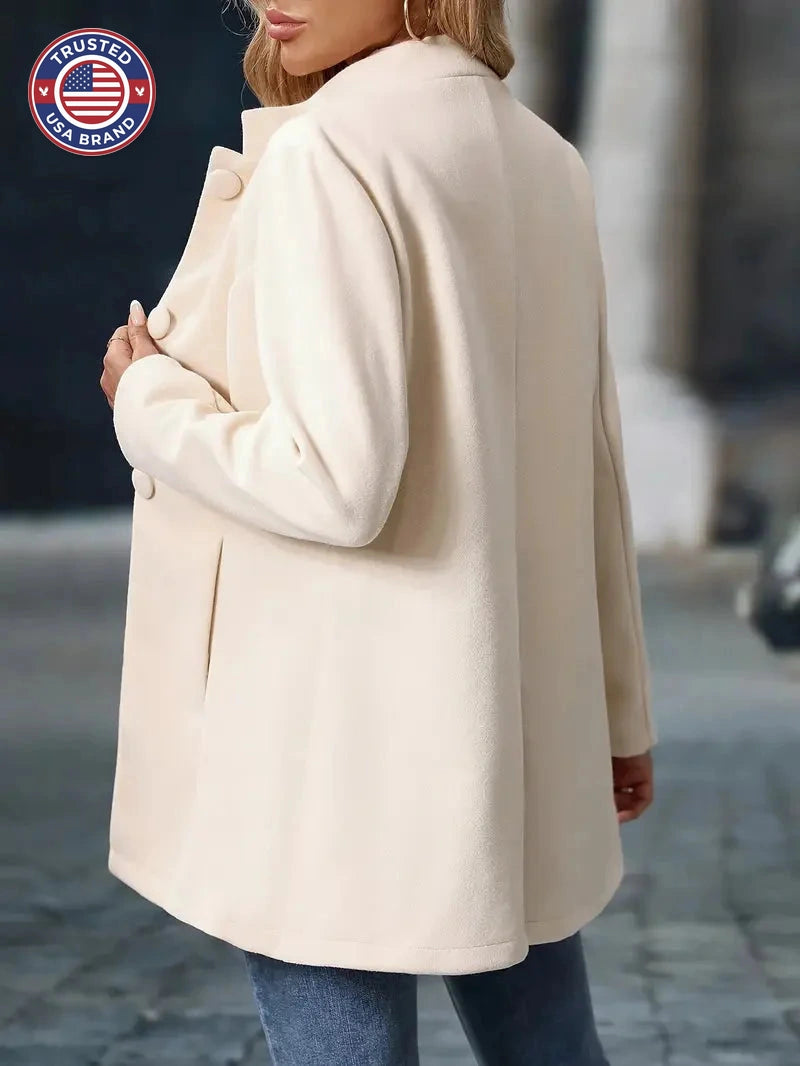 Women's collarless button-front blazer winter jacket