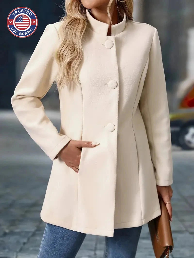 Women's collarless button-front blazer winter jacket