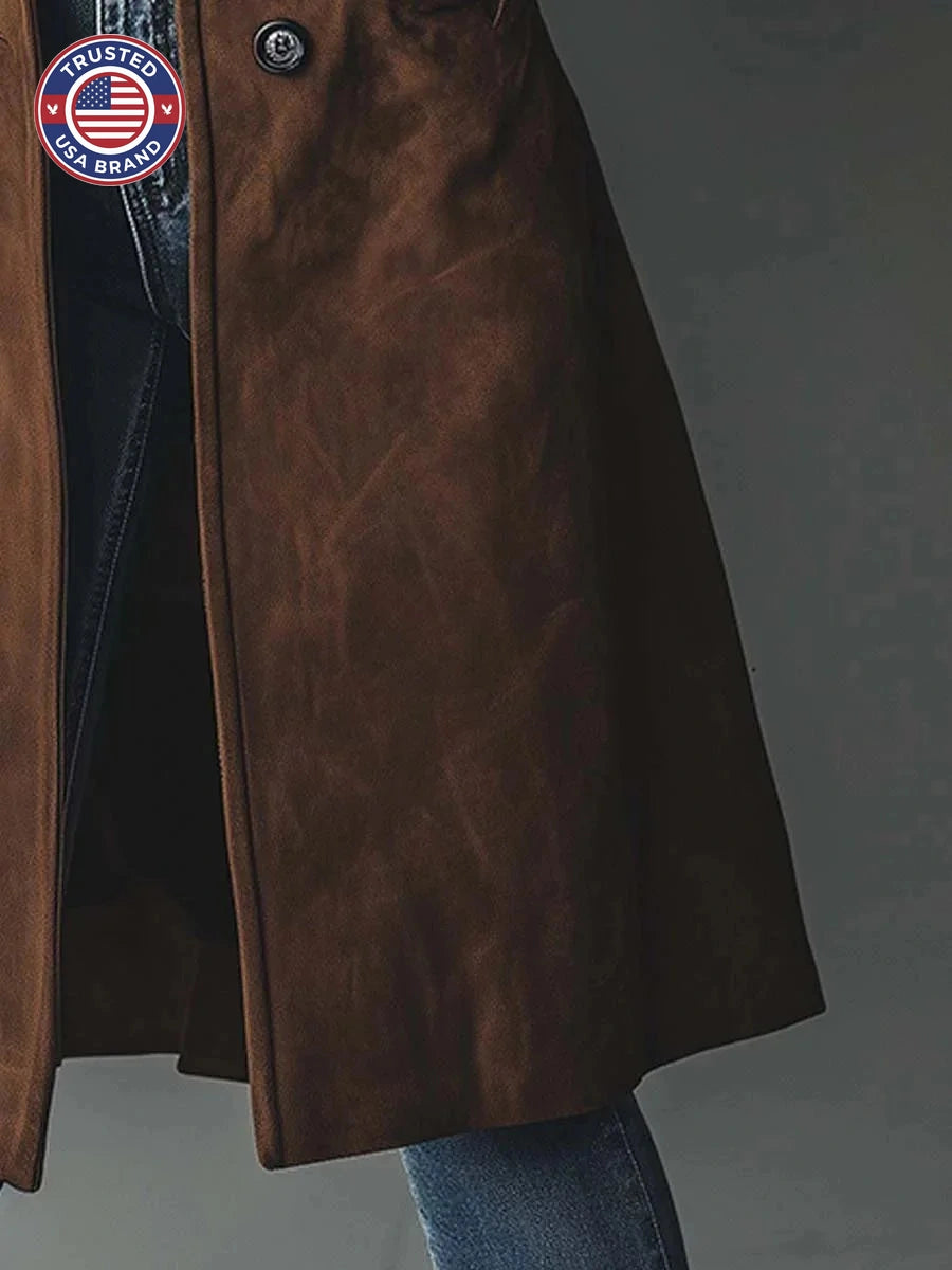Women's Double-Breasted Trench Coat Classic Vintage Style - Brown