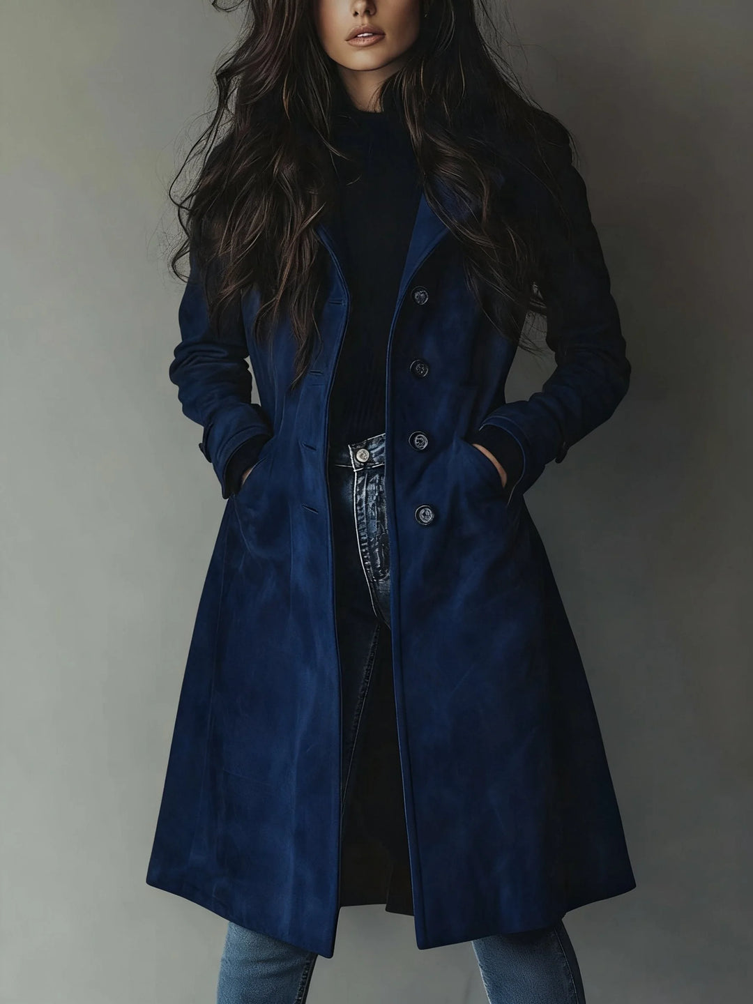 Women's Double-Breasted Trench Coat Classic Vintage Style - Brown