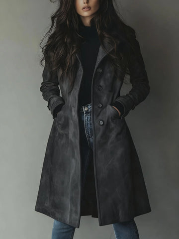 Women's Double-Breasted Trench Coat Classic Vintage Style - Brown