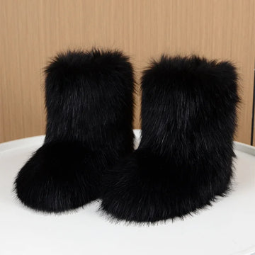 Women's faux fur winter snow boots in Black