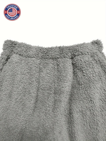 Women's fleece winter loungewear set shawl collar hoodie trousers