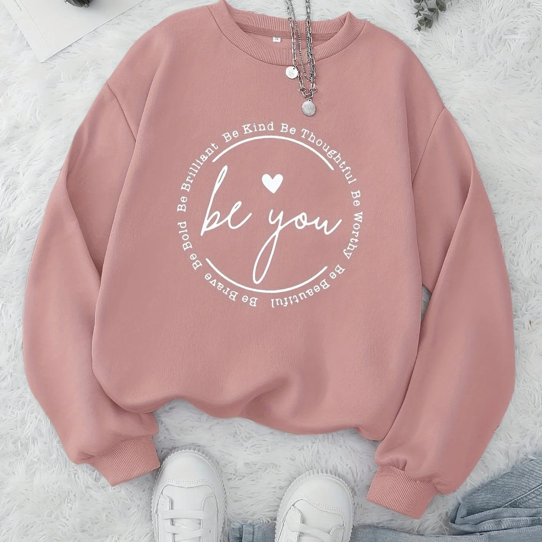 Women's graphic print crewneck winter Christmas sweater in Dusty Rose