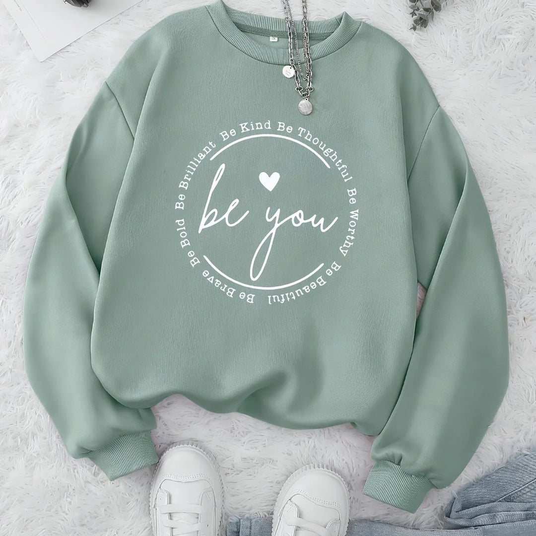 Women's graphic print crewneck winter Christmas sweater in Sage Green