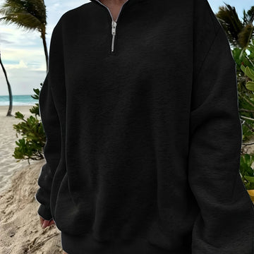 Women's knit winter quarter zip sweater in Black