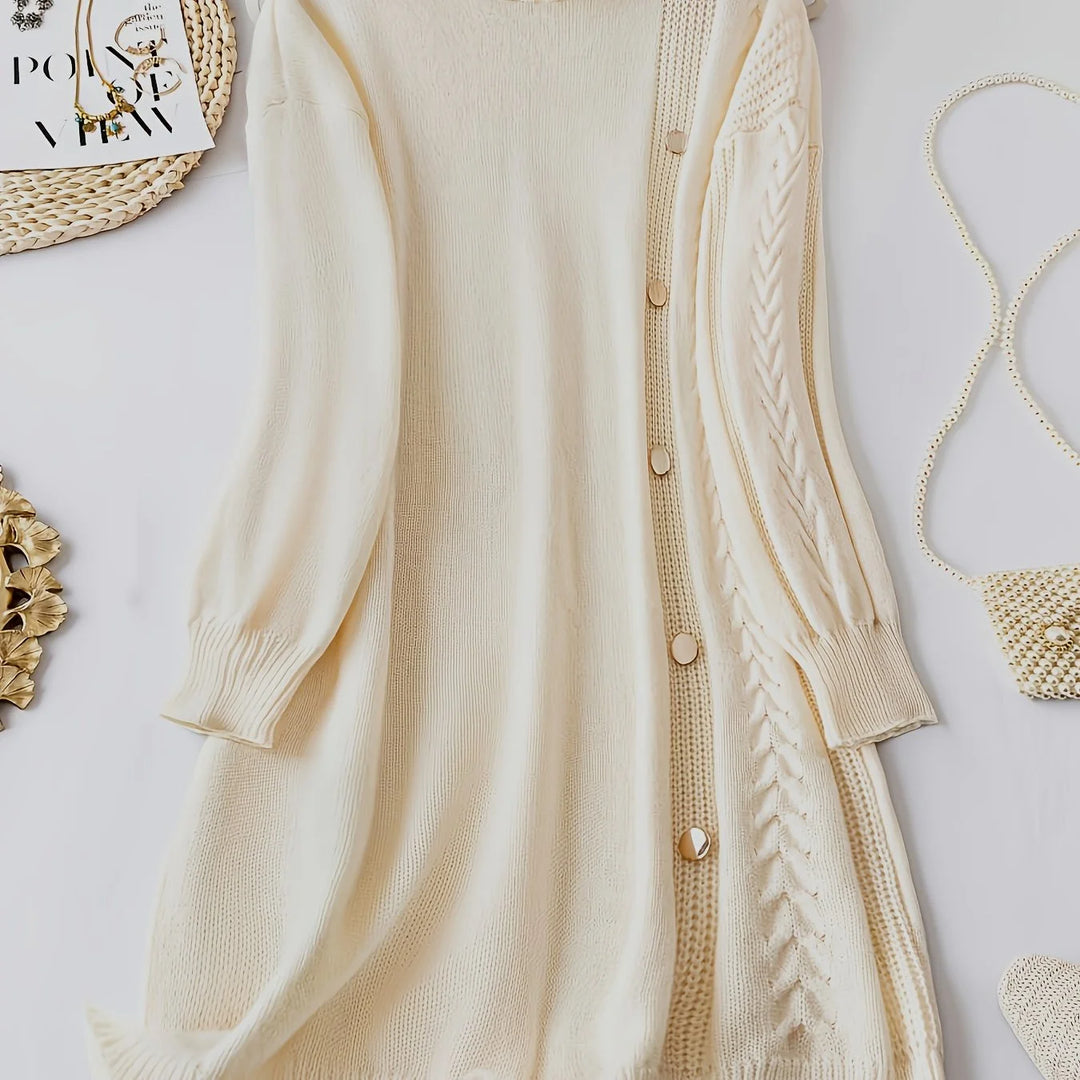 Women's high neck winter sweater dress in Apricot