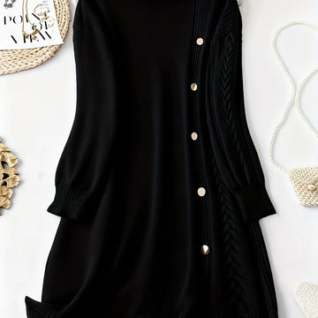 Women's high neck winter sweater dress in Black