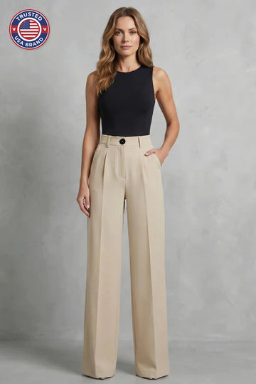 Women's high waisted pleated wide leg winter palazzo pants