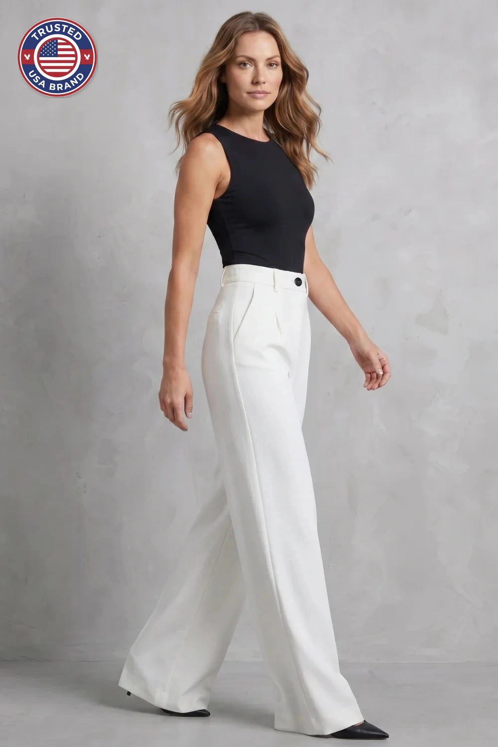 Women's high waisted pleated wide leg winter palazzo pants