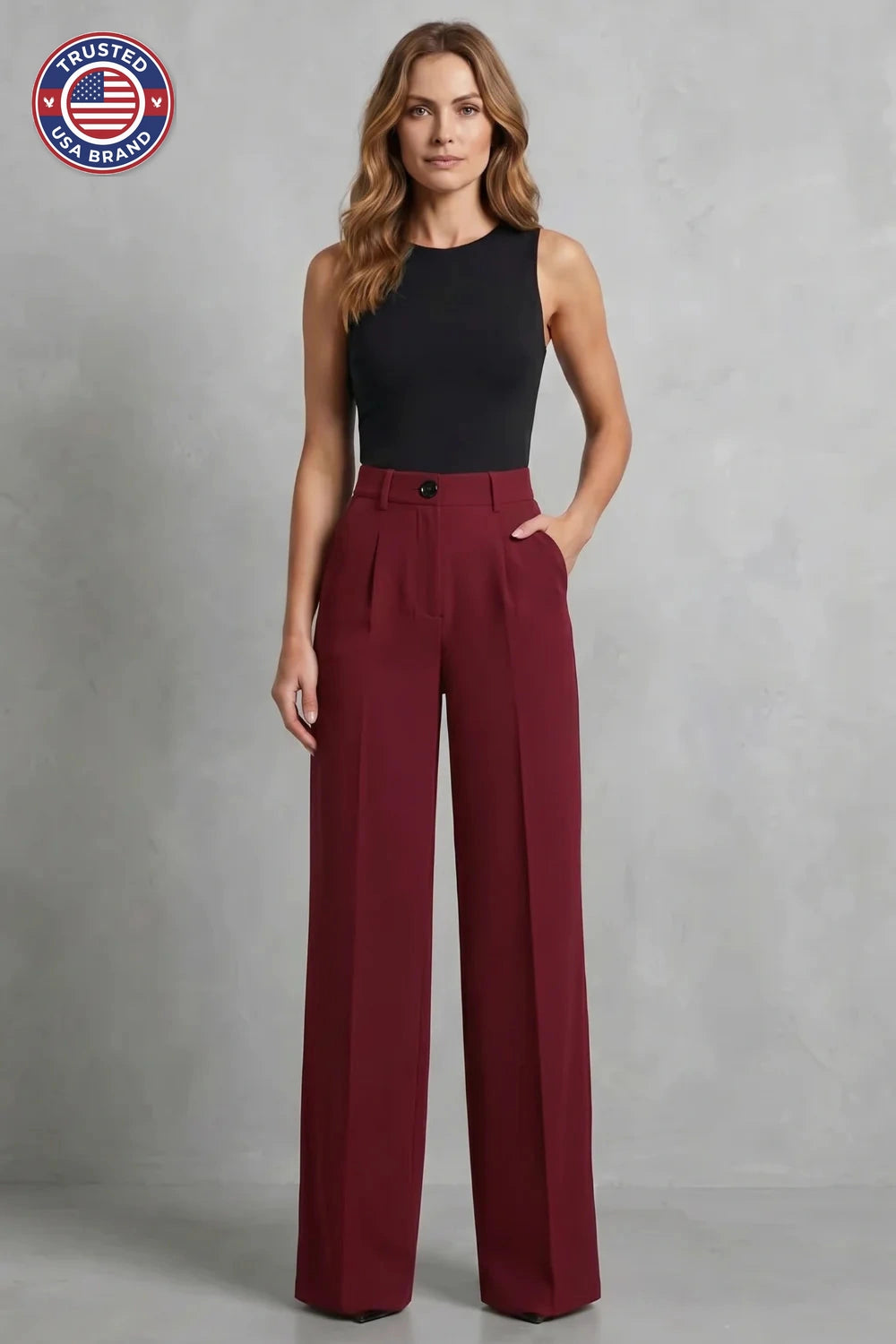 Women's high waisted pleated wide leg winter palazzo pants