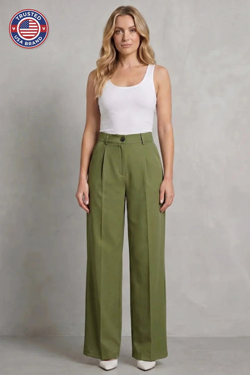 Women's high waisted straight leg winter tailored trousers