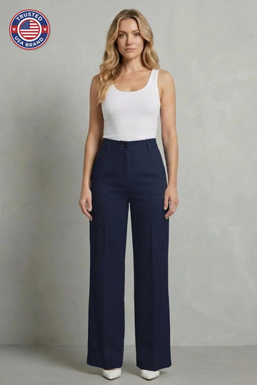 Women's high waisted straight leg winter tailored trousers