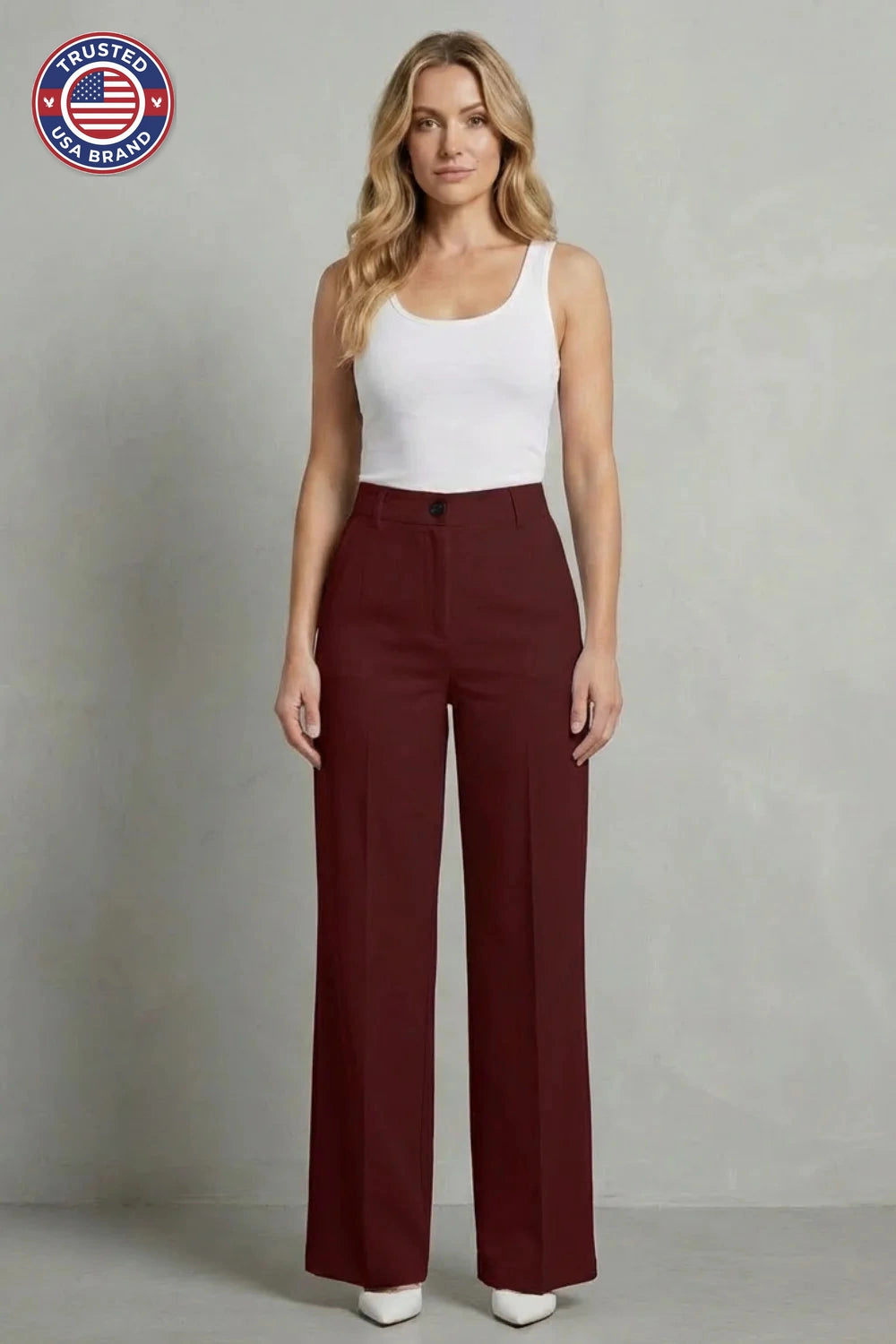 Women's high waisted straight leg winter tailored trousers
