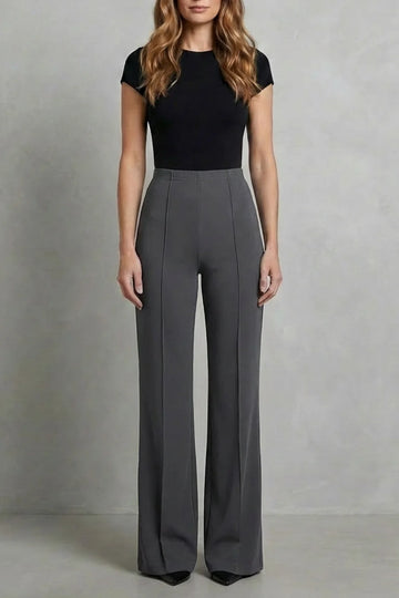 Women's tailored high waisted winter palazzo pants in Gray