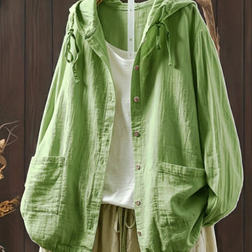 Women's hooded button-up winter puffer jacket in Burgundy