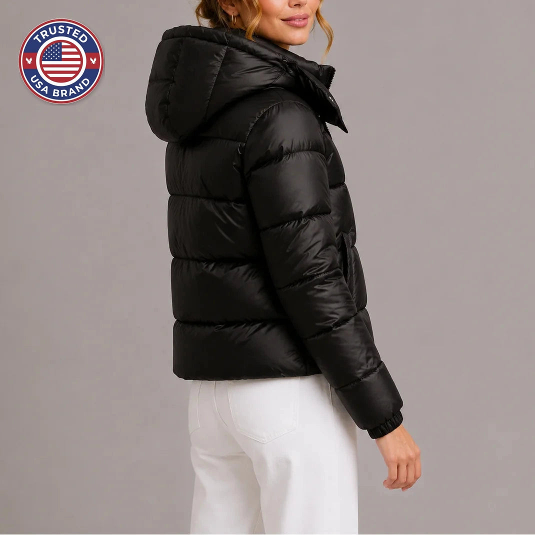 Women's winter quilted coat hooded lightweight puffer