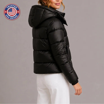 Women's winter quilted coat hooded lightweight puffer