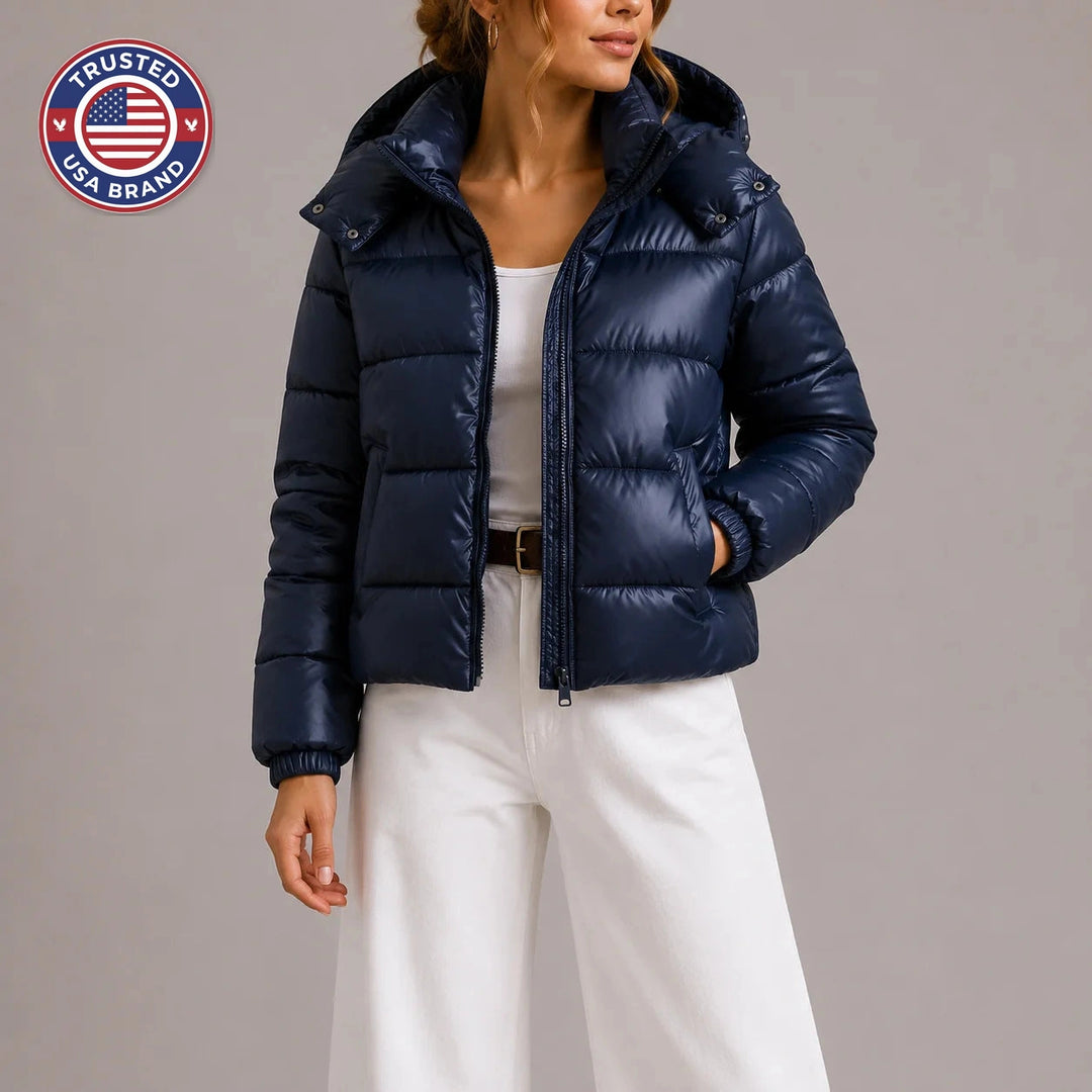 Women's winter quilted coat hooded lightweight puffer