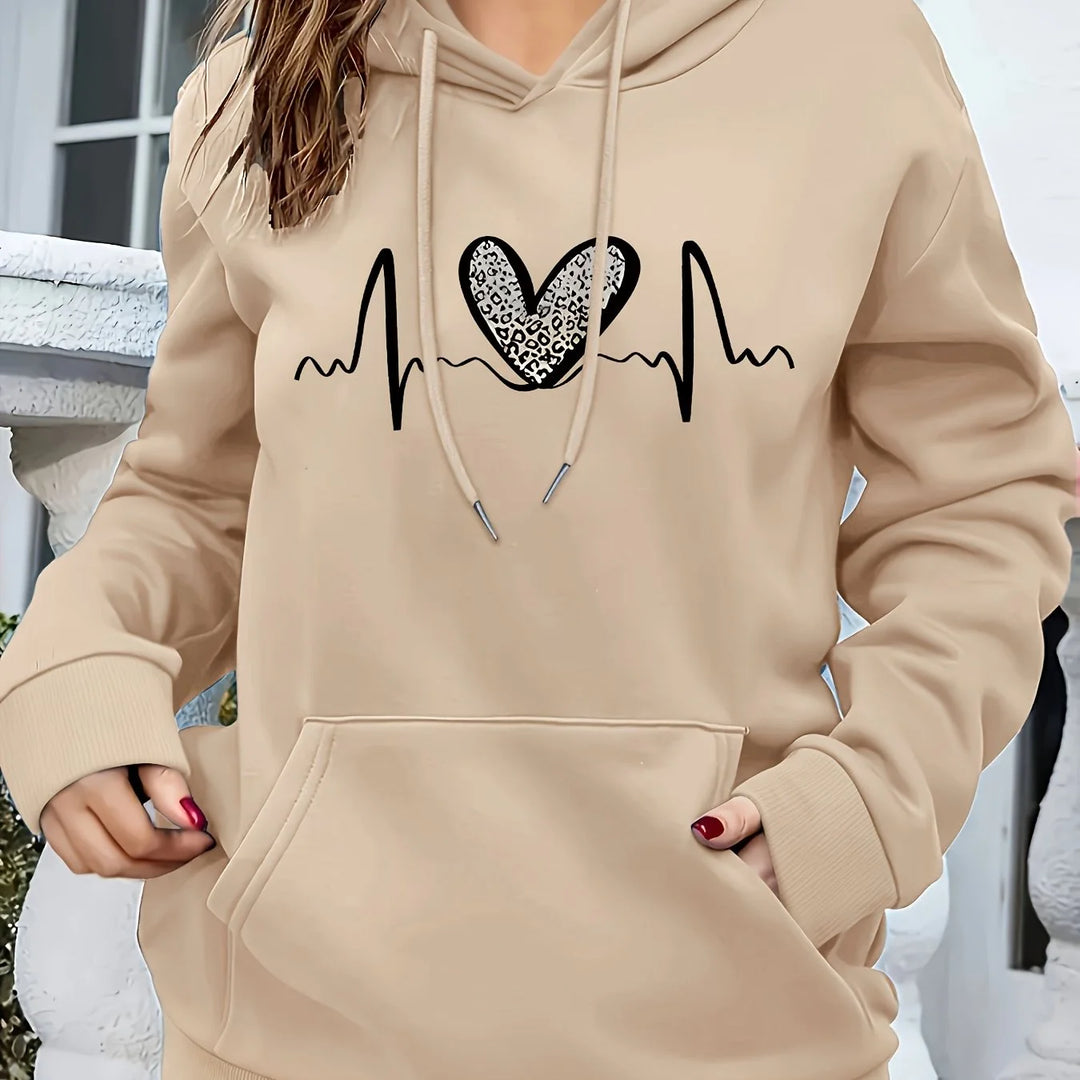 Women's comfy winter hoodie with drawstring closure in Apricot