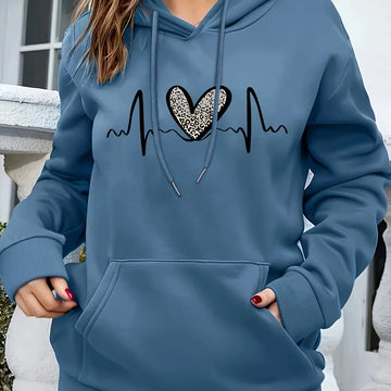 Women's comfy winter hoodie with drawstring closure in Blue