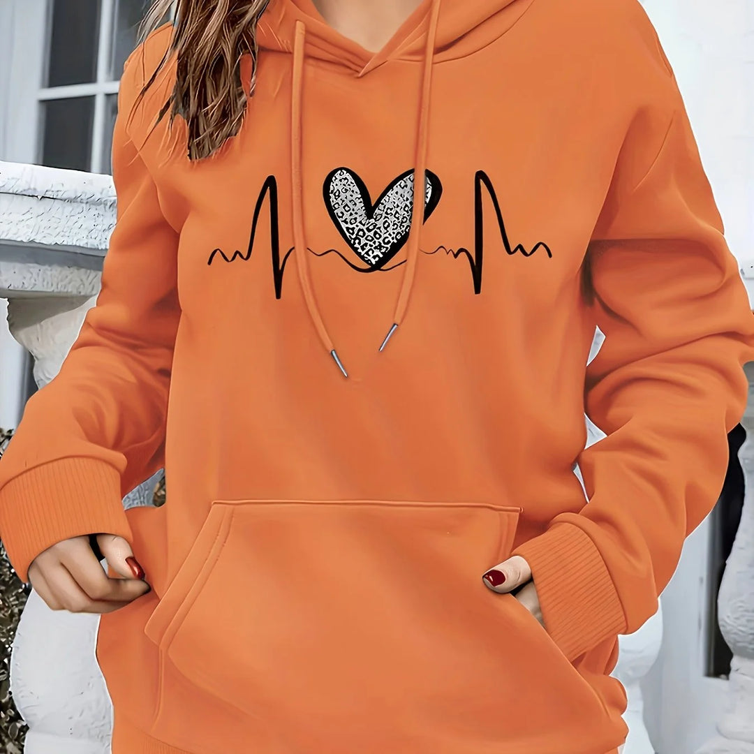 Women's comfy winter hoodie with drawstring closure in Orange Red