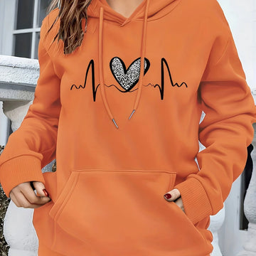 Women's comfy winter hoodie with drawstring closure in Orange Red