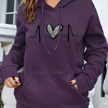 Women's comfy winter hoodie with drawstring closure in Purple