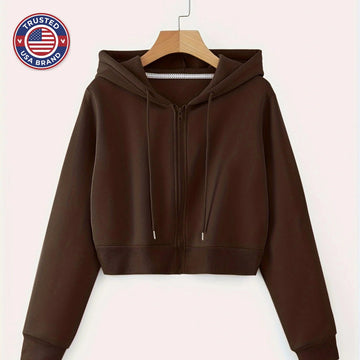 Women's comfy zip-up winter hoodie with drawstrings in White