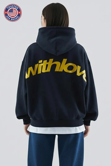 Women’s Hoodie with Front Print and Pullover Design - Black