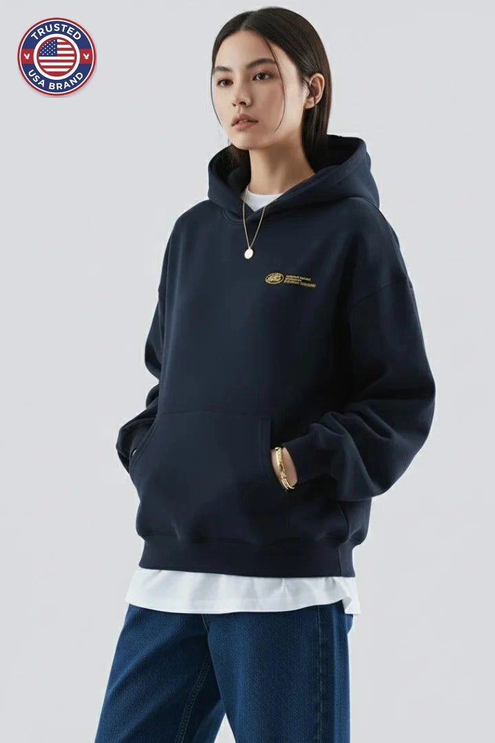 Women’s Hoodie with Front Print and Pullover Design - Black