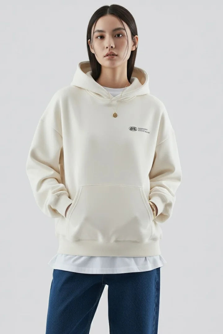 Women’s Hoodie with Front Print and Pullover Design - Black