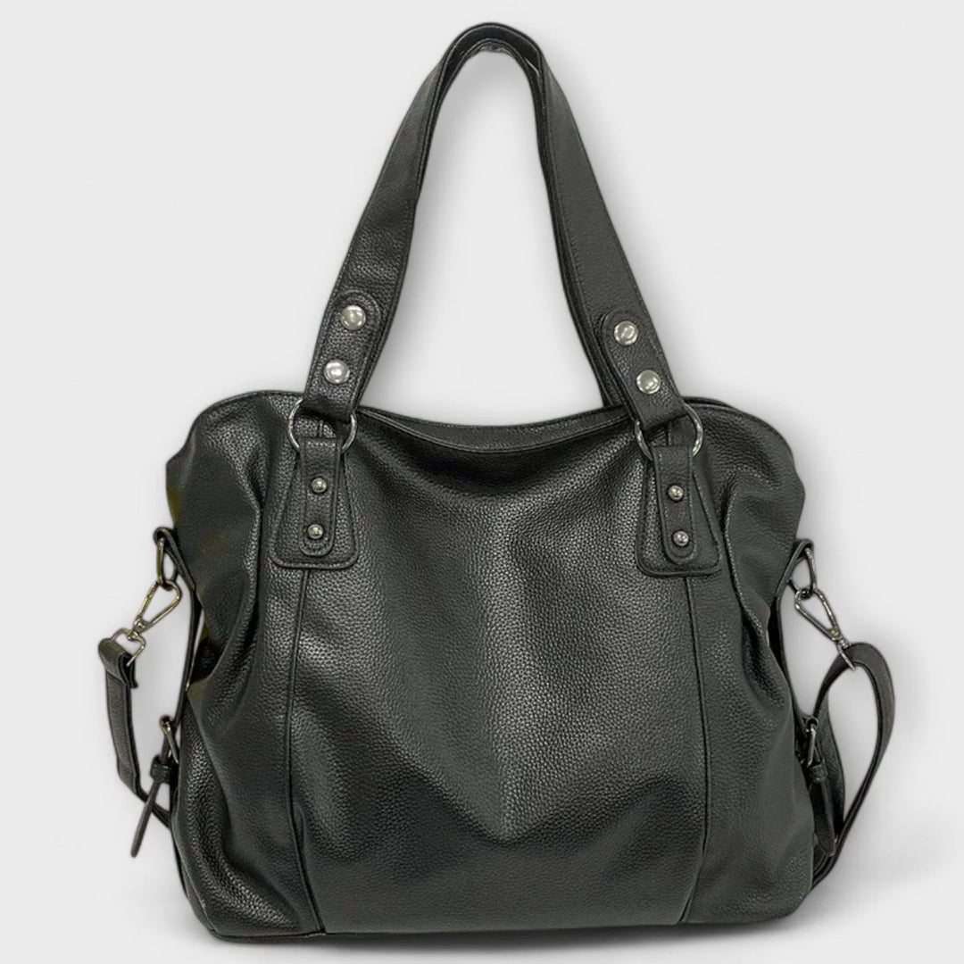 Women's Large Capacity Vegan Leather Shoulder Bag - Beige