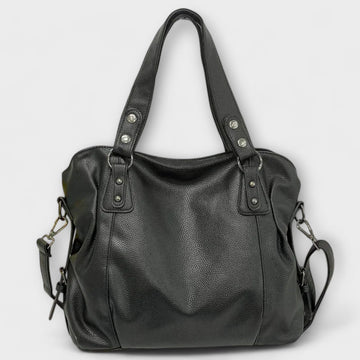 Women's Large Capacity Vegan Leather Shoulder Bag - Beige