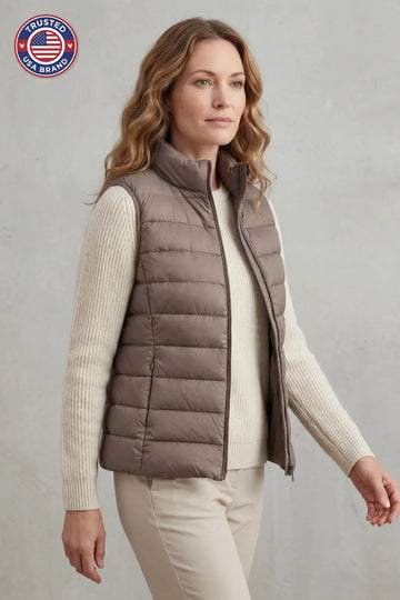 Women's puffer jacket style lightweight layering winter vest