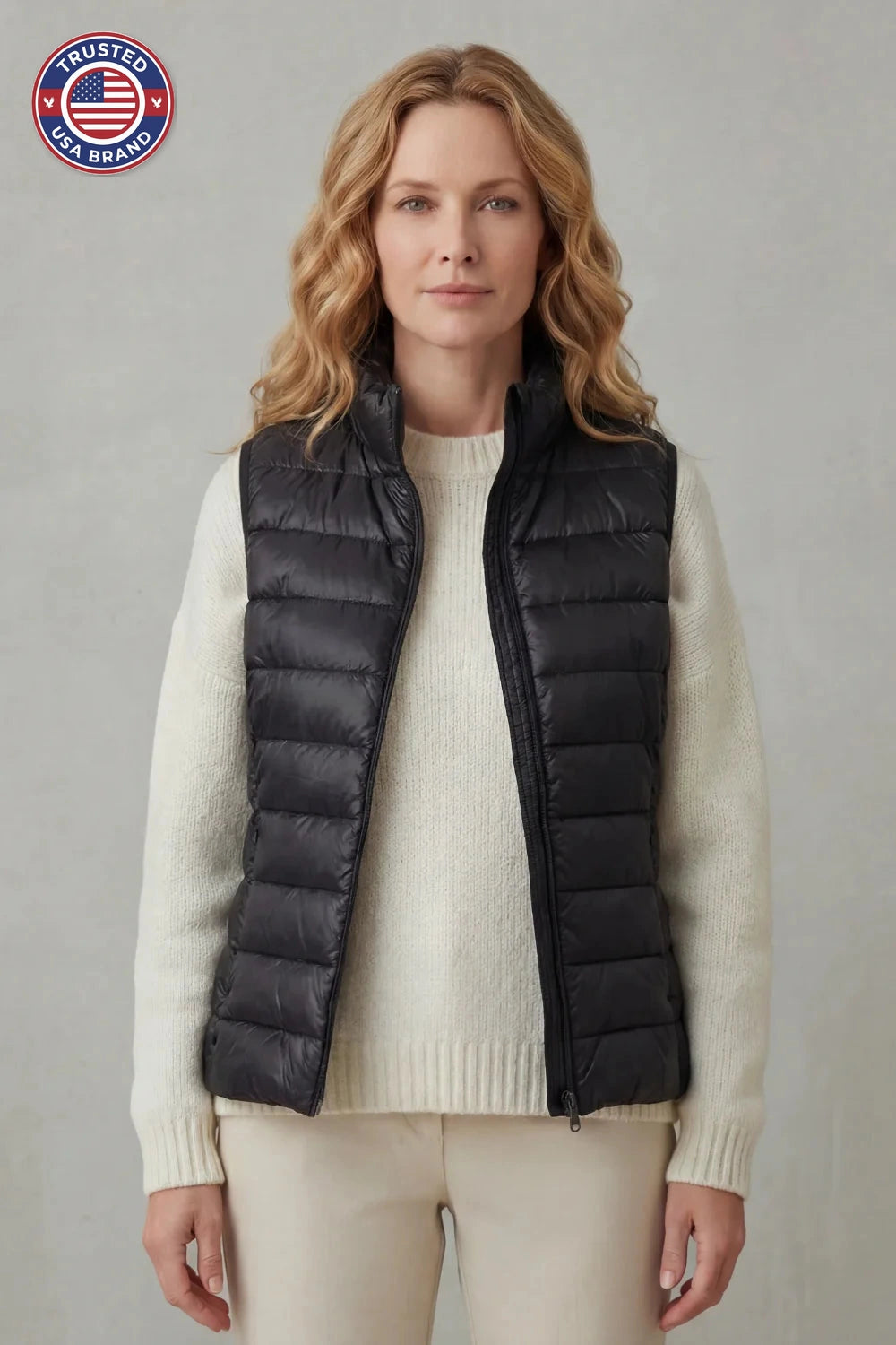 Women's puffer jacket style lightweight layering winter vest