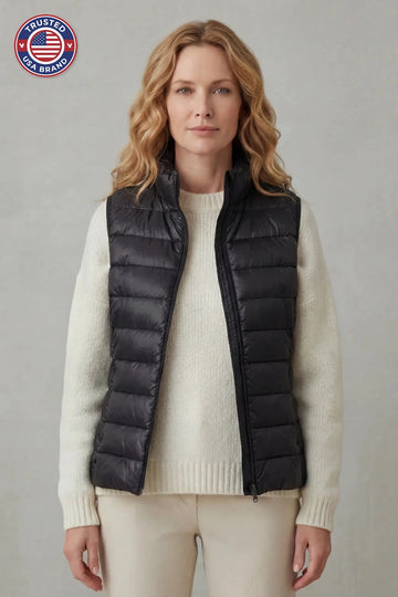 Women's puffer jacket style lightweight layering winter vest