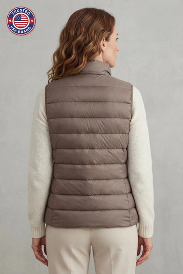 Women's puffer jacket style lightweight layering winter vest