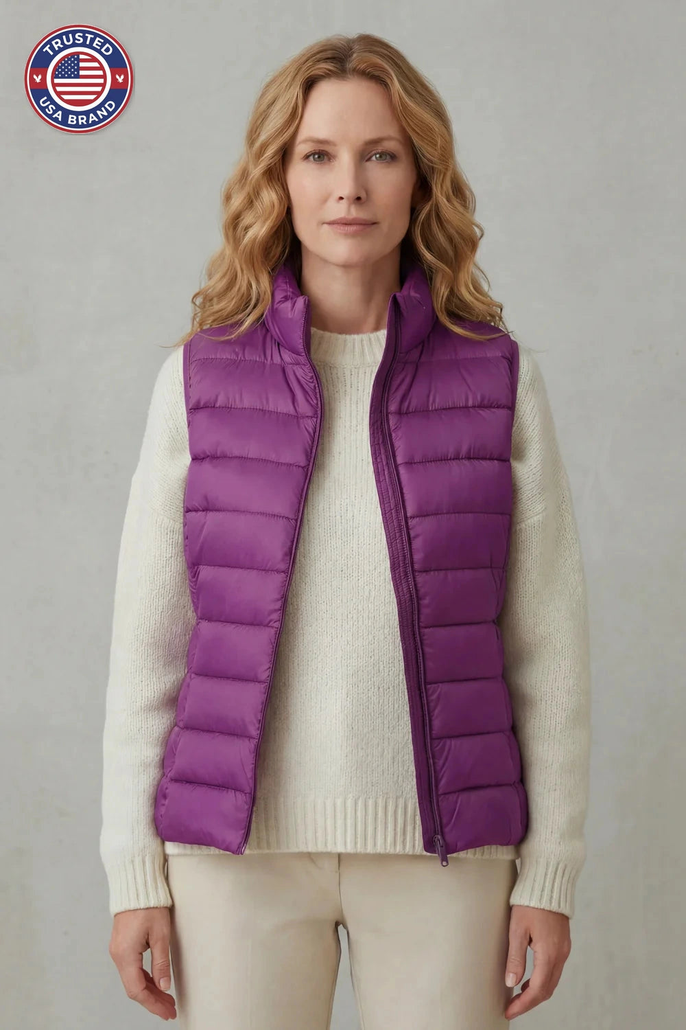 Women's puffer jacket style lightweight layering winter vest