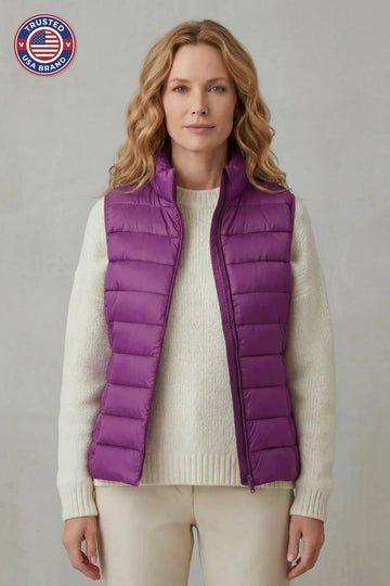 Women's puffer jacket style lightweight layering winter vest