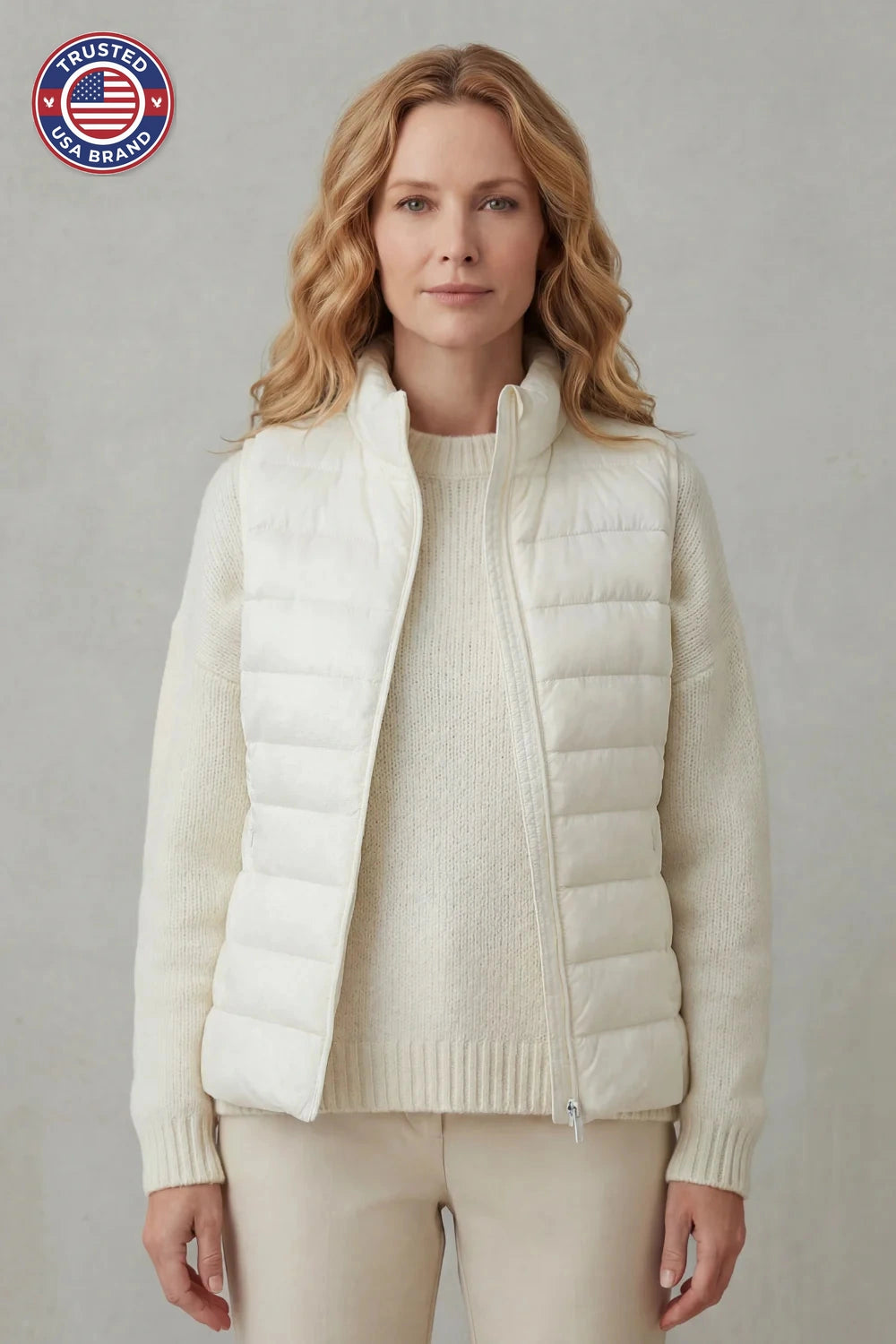 Women's puffer jacket style lightweight layering winter vest